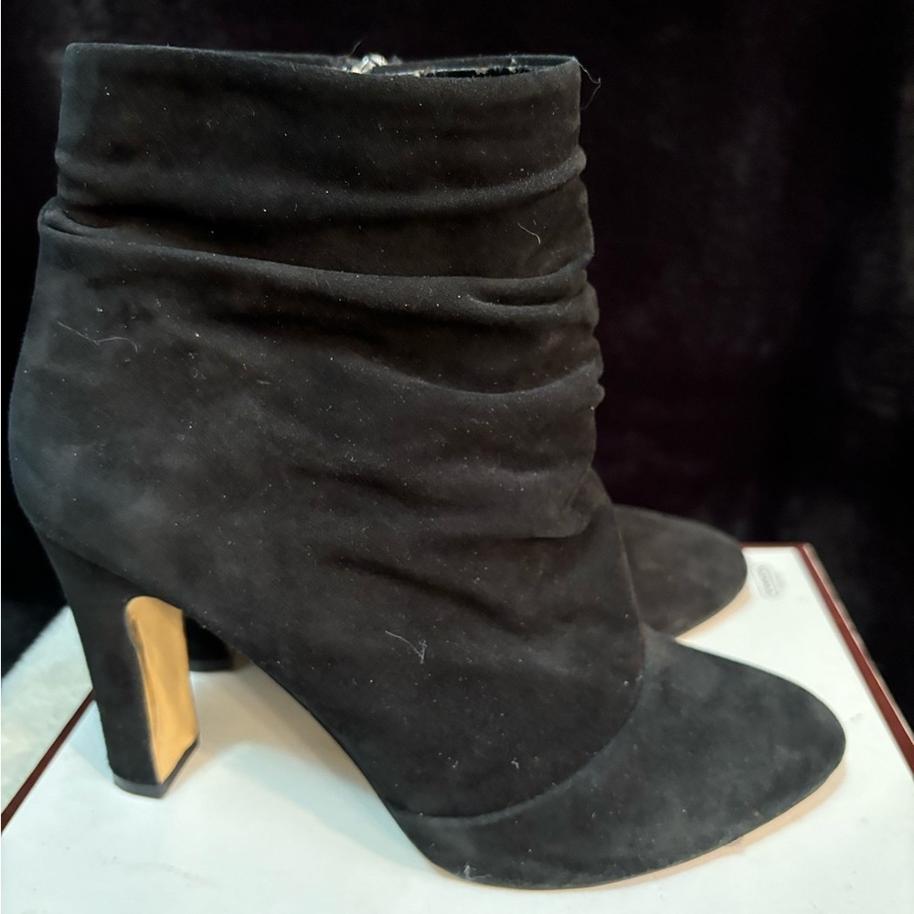 WHBM black suede booties size 7